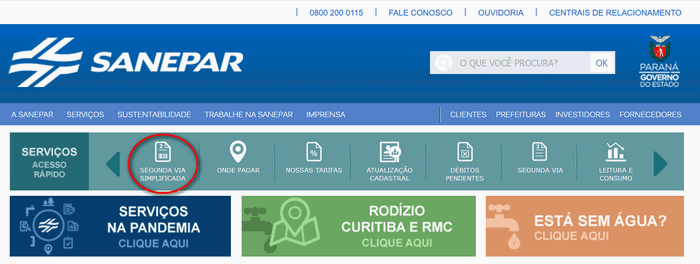 sanepar 2 via boleto